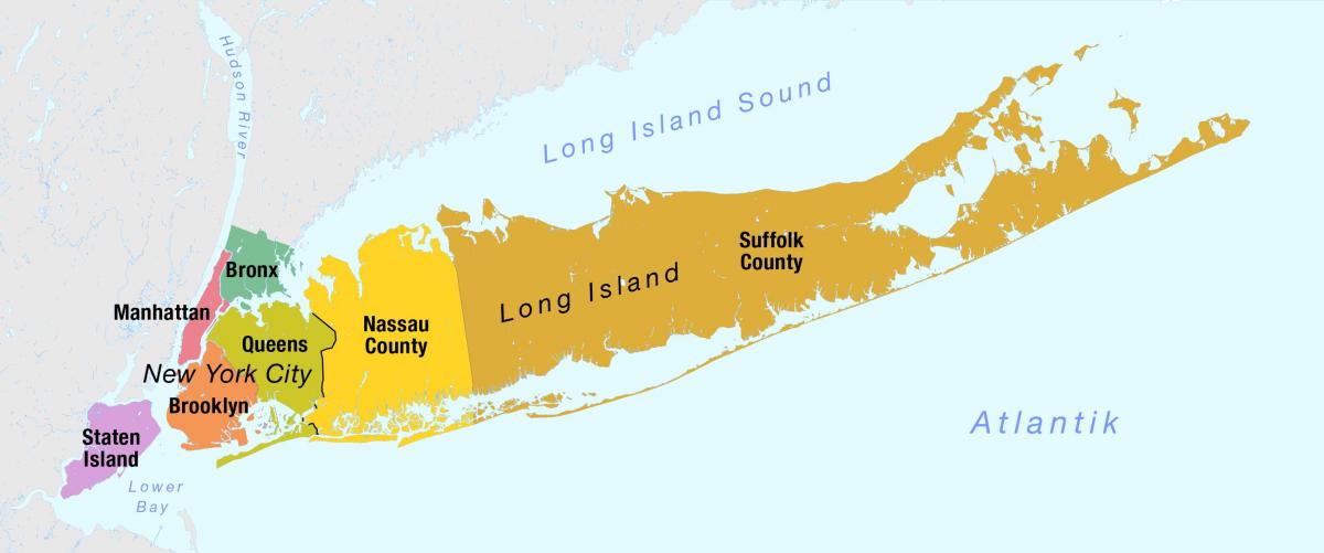 Karte des Bezirks Long Island