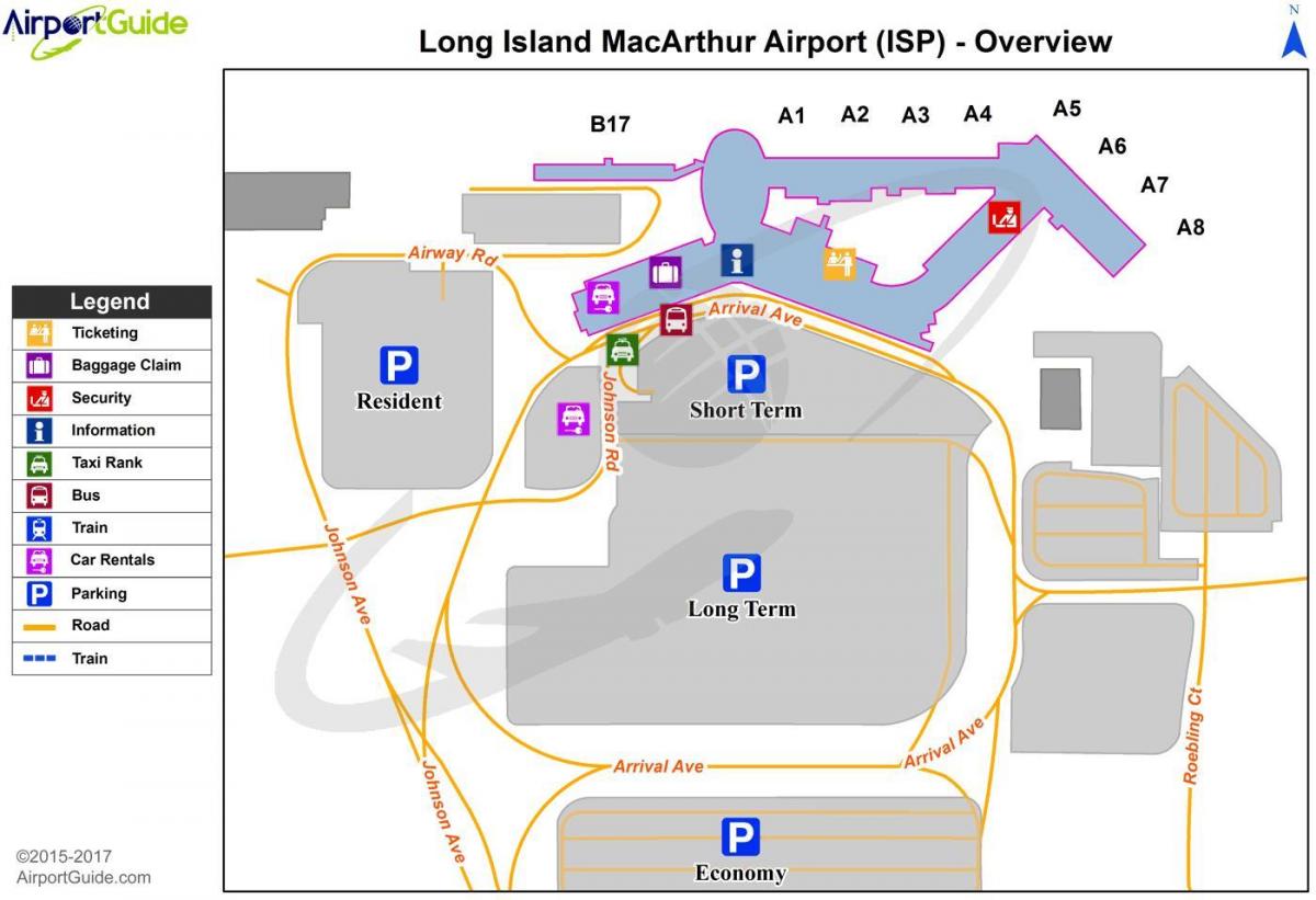 Long Island Flughafen Terminal Karte