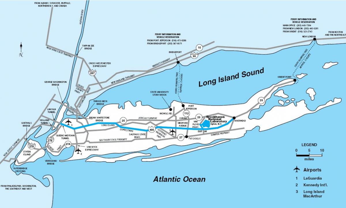 Long Island Flughäfen Karte
