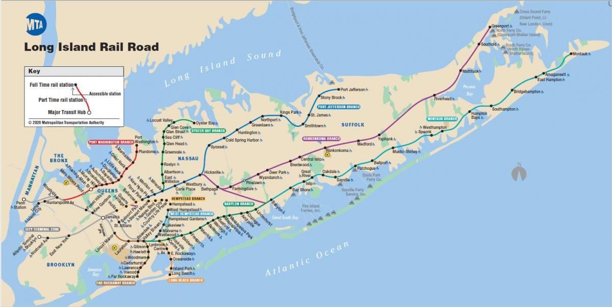 Karte der U-Bahn-Stationen in Long Island