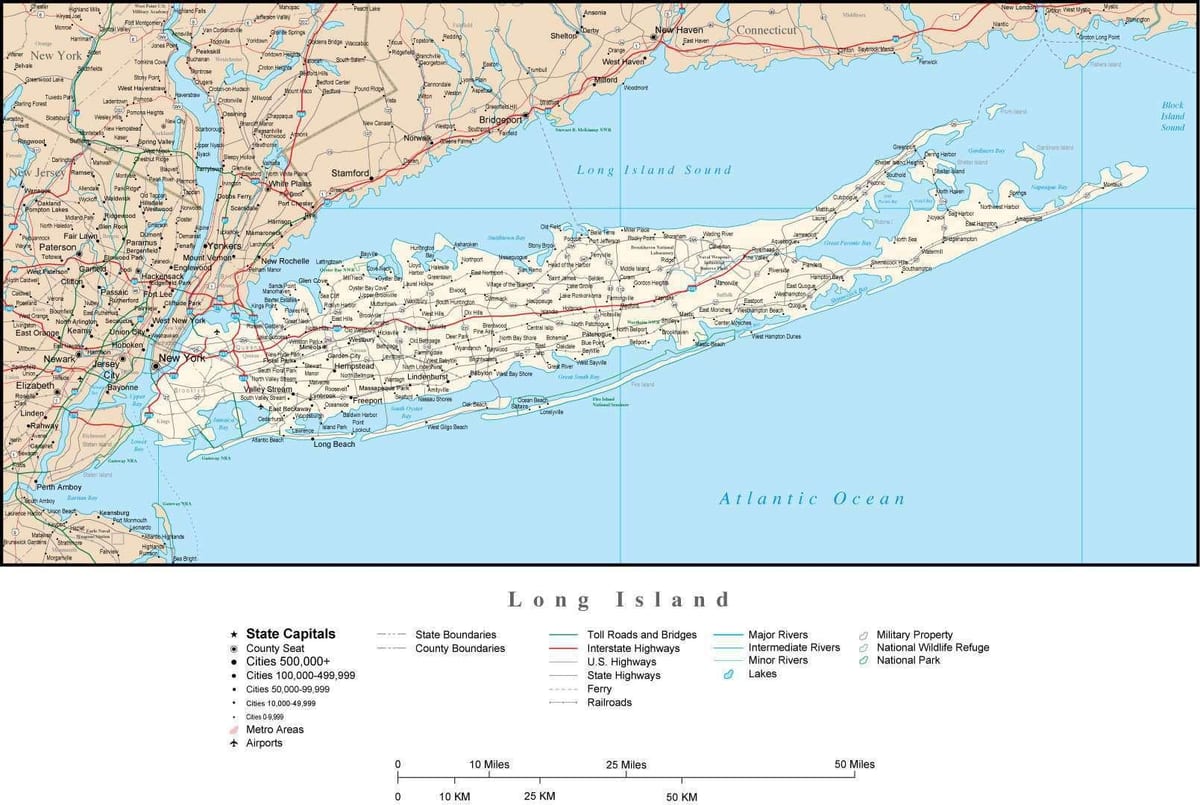 Long Island Straßenkarte