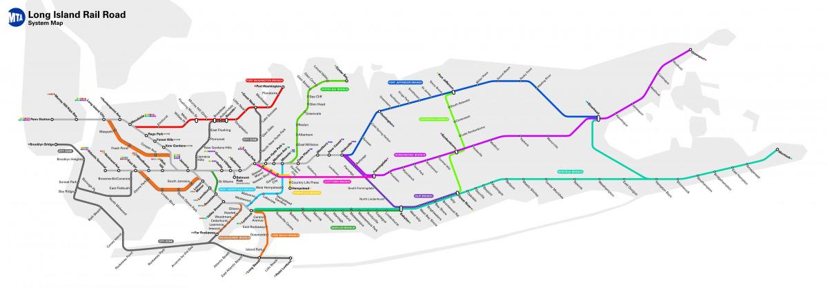Karte der Bahnhöfe auf Long Island